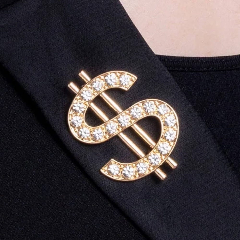 Paparazzi Gold Crystal Dollar Brooch